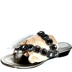 Elegant Black Beaded Women's Sandals